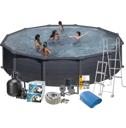 Pool Basic 132 550 cm, Svart grafit