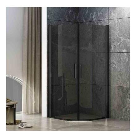 Duschhrna halvrund Imber II Svart/Rkfrgat glas