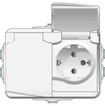 Uttag 2-vgs kapslat vit