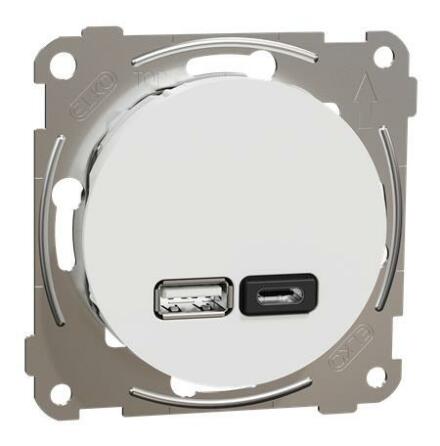 USB uttag typ A+C 21W renvit