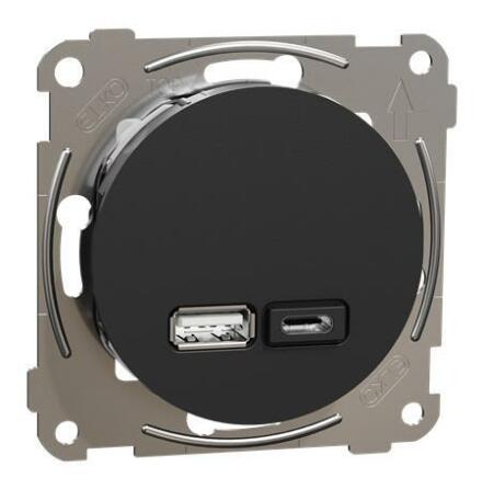 USB uttag typ A+C 21W svart
