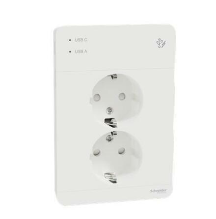 Vgguttag 2-vgs med USB Vit