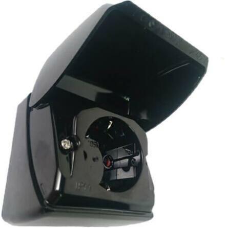 Uttag MJ 1-vgs IP44 svart