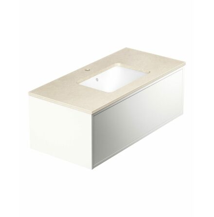 Kommodskp Gustavsberg Ducentic 100 cm Komplett med Handfat och Stenskiva Matt vit, Beige Royal, Med 1st singelhlsblandare, Utan benstllning
