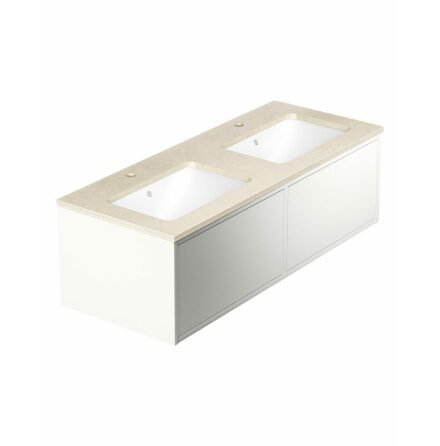 Kommodskp Gustavsberg Ducentic 120 cm Komplett med Handfat och Stenskiva Matt vit, Beige Royal, Med 2st singelhlsblandare, Utan benstllning
