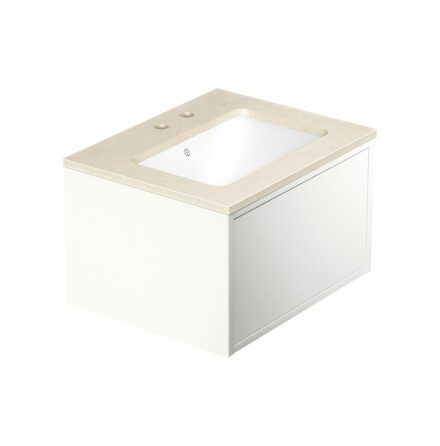 Kommodskp Gustavsberg Ducentic 60 cm Komplett med Handfat och Stenskiva Matt vit, Beige Royal, Med 1st dubbelhlsblandare, Utan benstllning