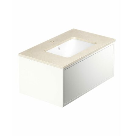 Kommodskp Gustavsberg Ducentic 80 cm Komplett med Handfat och Stenskiva Matt vit, Beige Royal, Med 1st singelhlsblandare, Utan benstllning