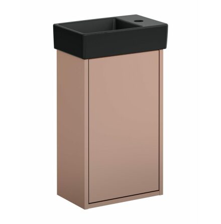 Tvttstllsskp Gustavsberg Artic Small Peach, Med tvttstll Mattsvart, ho till vnster