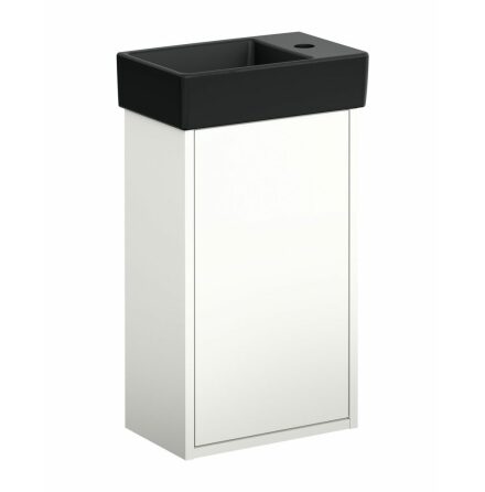 Tvttstllsskp Gustavsberg Artic Small Vit, Med tvttstll Mattsvart, ho till vnster