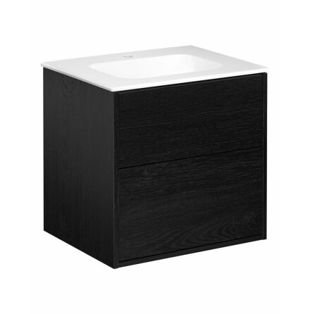 Kommodskp Gustavsberg Artic 60 cm, Svart askfaner, Med tvttstll vit