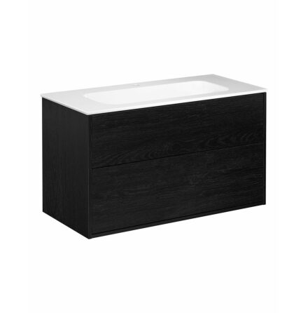 Kommodskp Gustavsberg Artic 100 cm, Svart askfaner, Med tvttstll vit, 1 blandarhl