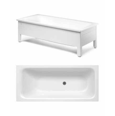 Badkar Gustavsberg 1570 x 700 mm Kombi med Frontstativ Med halfrontstativ (vit)