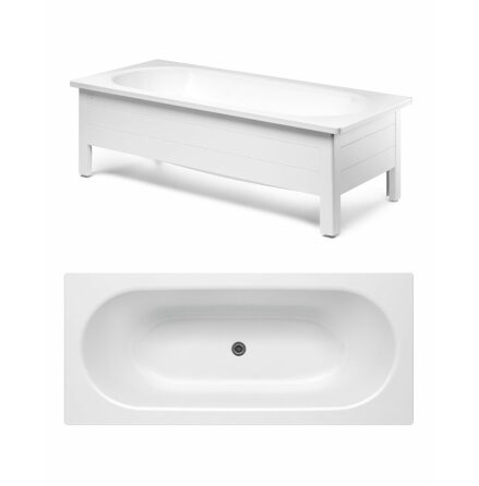 Badkar Gustavsberg 1600 x 700 mm Duo med Frontstativ Med halvfrontstativ (vit)