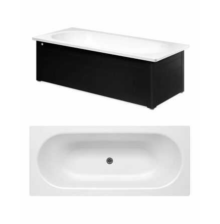 Badkar Gustavsberg 1600 x 700 mm Duo med Frontstativ Med helfrontstativ (svart)