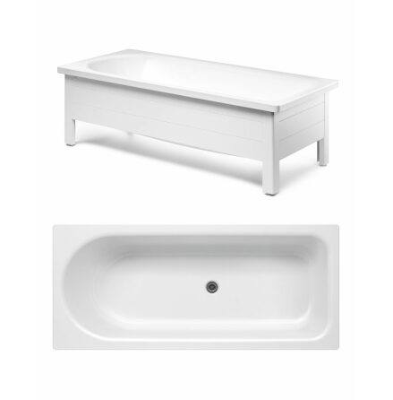 Badkar Gustavsberg 1600 x 700 mm Kombi 1607 med Frontstativ Vit Med halvfrontstativ