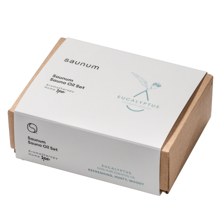 Aromaolja-set fr bastu Saunum 10 ml inklusive skl och pipett Eukalyptus