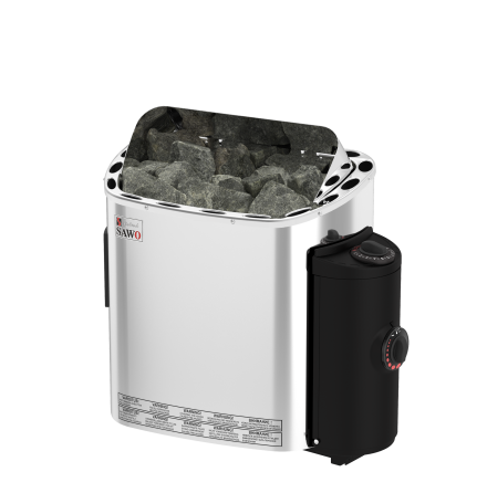 Elektriskt Bastuaggregat SAWO Rostfri Scandia 3P-1P 4,5 kW (3-6 m3), NB, inbyggd styrning (inkl. timer och termostat)