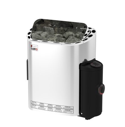 Elektriskt Bastuaggregat SAWO Rostfri Scandia 3P-1P 9 kW (8-14 m3), NB, inbyggd styrning (inkl. timer och termostat)
