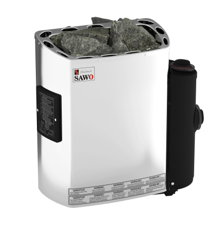 Elektriskt Bastuaggregat SAWO Rostfri Mini 3P-1P 3,6 kW (3-6 m3), NB, inbyggd styrning (inkl. timer och termostat)