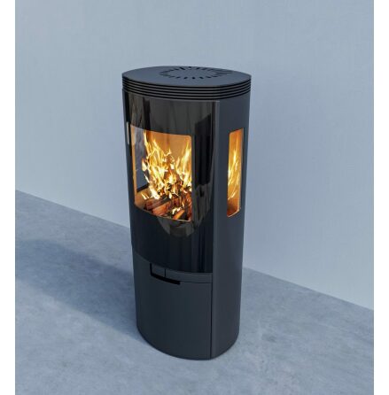 Braskamin Sveaflame Elipse 2E Sidoglas Svart