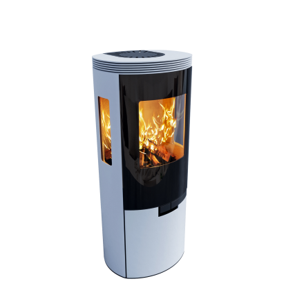 Braskamin Sveaflame Elipse 1E Sidoglas Vit