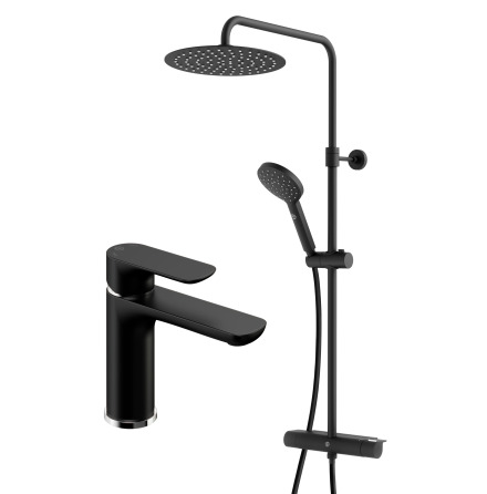 Blandarpaket Gustavsberg Estetic Termostat 160 cc Dusch & Tv�ttst�llsblandare Mattsvart