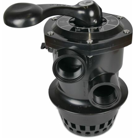 Flotide Multiport ventil 1 1/2" inv�ndig g�nga 4bar svart f�r toppmonterade filter type Mega 6-v�gs kl�mmventil