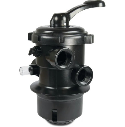 Flotide Multiport ventil 2" inv�ndig g�nga 4bar svart f�r toppmonterade filter 6-v�gs type Mega 6-v�gs MFV kl�mmventil