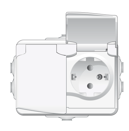 Uttag 2-v�g IP44 kapslat vit